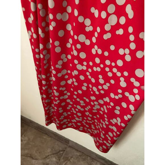 En Focus Studio Women's Maxi Dress Size 6 Red Tan Polka Dot Spaghetti Straps - Picture 5 of 8